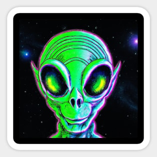 Evil Green Alien Sticker